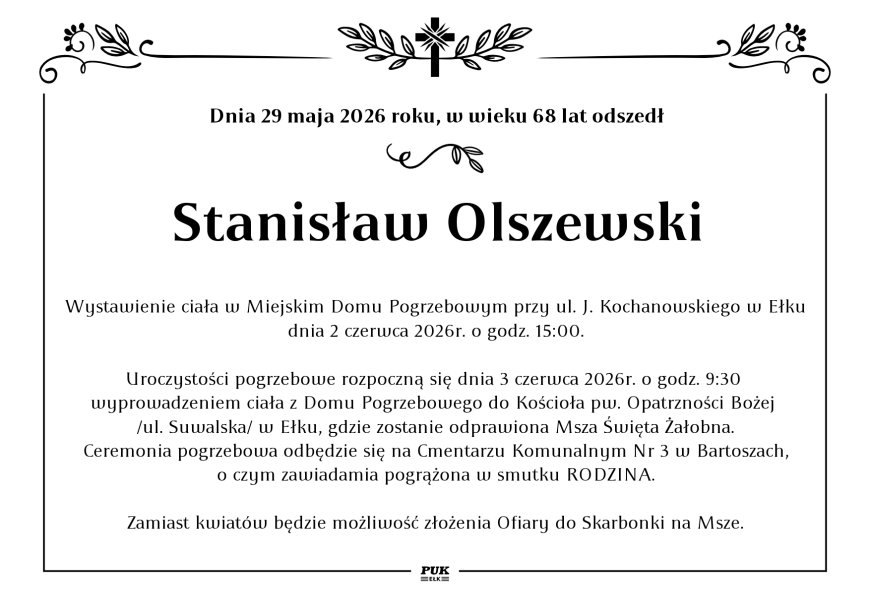 Stanisław Olszewski - nekrolog